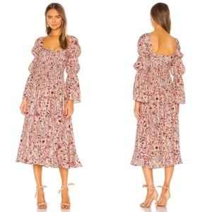 AMUR Filipa SILK Floral Midi Dress Pink 4